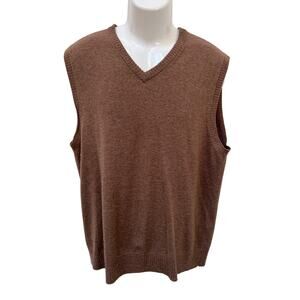 Boden Men's Lambswool V Neck Sweater Vest Size Large Brown